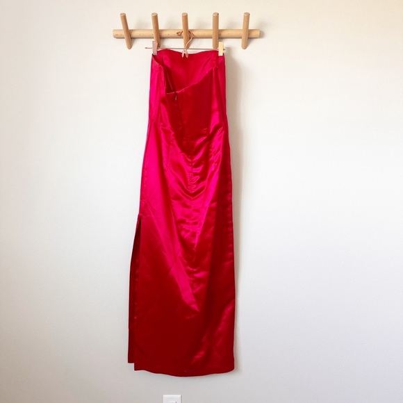 Jessica McClintock Gunne Sax Red Satin Strapless Dress - Picture 6 of 10